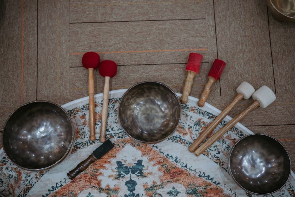 Evening sanctuary sound bath with gentle candles and restorative frequency